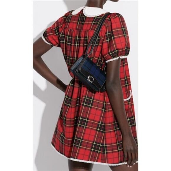 Coach Bandit Plaid-Print Leather Crossbody Bag - Picture 8 of 14